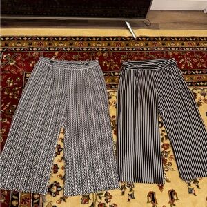 Two Robert Louis Black and White Patterned Wide Leg Pull-On Pants